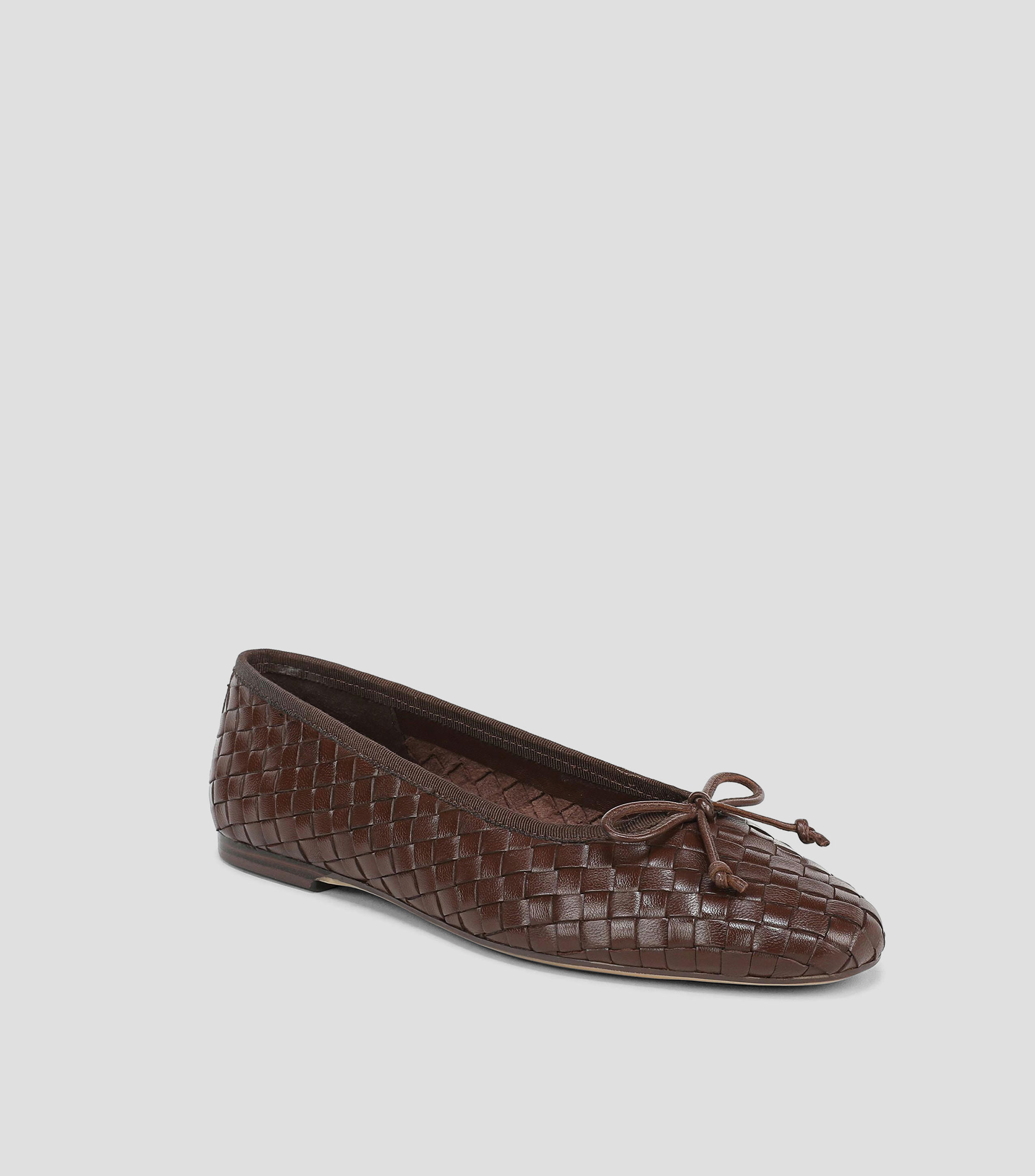 Flats en piel con moño Mujer